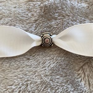 Pandora silver charm with light pink cz